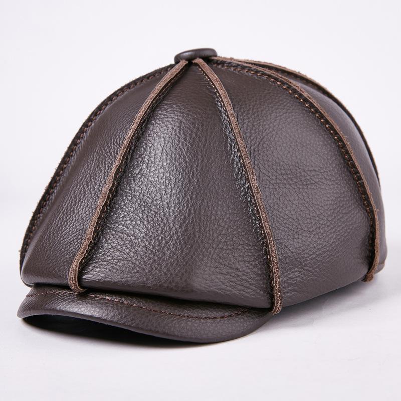 Мужская шапка из натуральной кожи, шапка из натуральной воловьей кожи