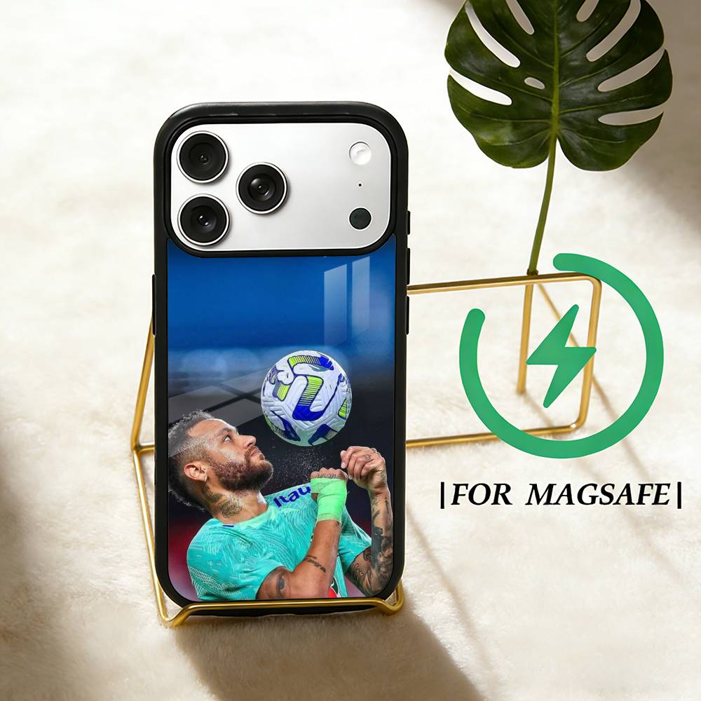 Футбольный чехол для телефона с Неймаром Младшим 10 для iPhone 17,16,15,14,13,12,Plus,Pro,Max с магнитной беспроводной зарядкой Magsafe