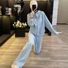 Высококачественный женский спортивный комплект, весенняя мода, свободный крой, молодежный, для похудения, из двух частей