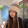 Women S Autumn Winter Knit Hat Fair Isle Pattern Warm Ear Protection Beanie