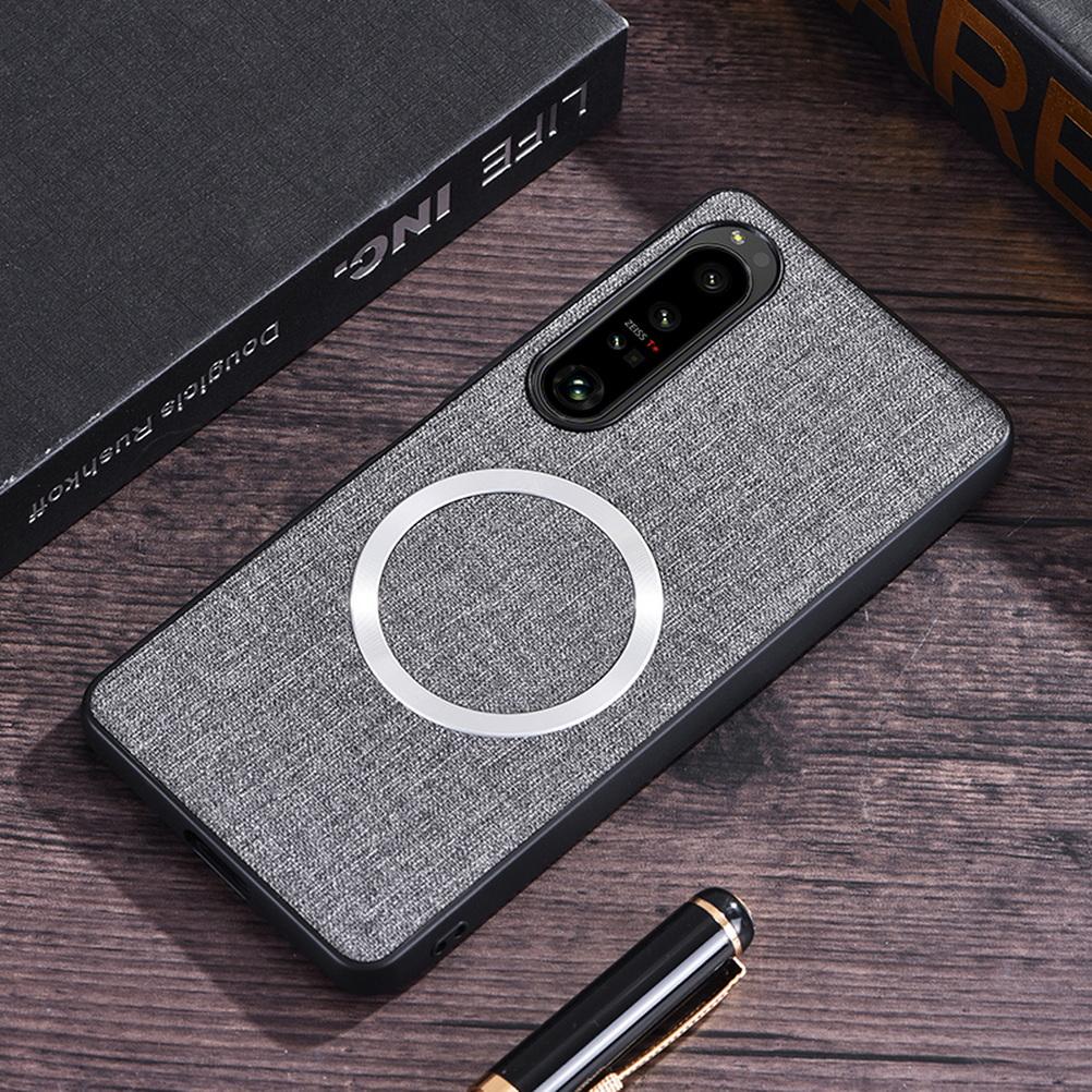 Магнитный кожаный чехол Magsafe для Sony Xperia 1 VII Xperia 10 vi 1 vi 10 V 5 V 1 V 1 IV 5 IV Тканевая крышка для беспроводной зарядки