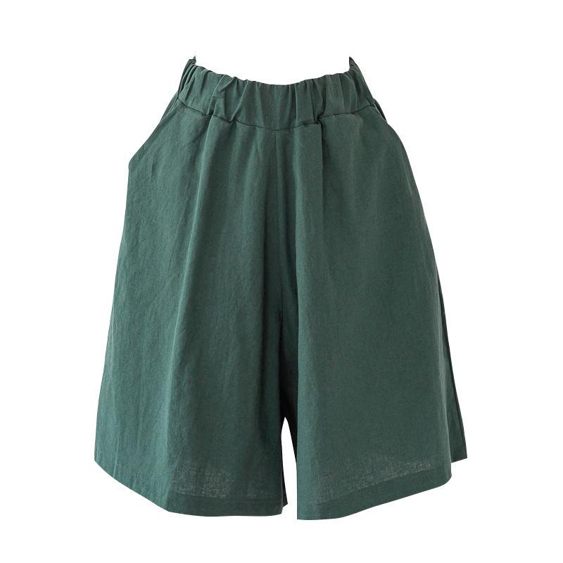 Spring Summer Solid Colour Models Plus Size Women's Five Trousers Loose Shorts Comfortable and Breathable Thin Section of Wide Legged Trousers