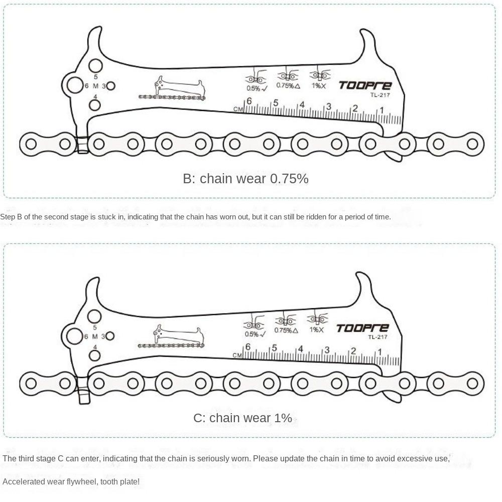 Multi-function Bike Chain Checker TOOPRE Bike Chain Measuring Ruler Mountain Road Bike