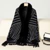 Women's Fashion Striped Fringe Knitted Shawl Cape Cape All Over The Cape With Scarf Sweater