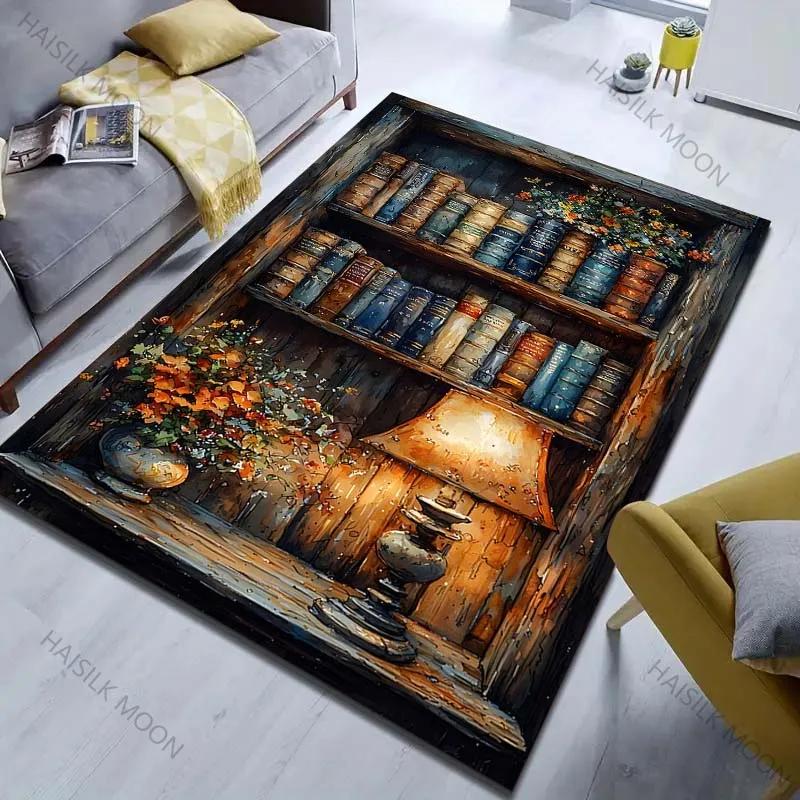Новое поступление! Книжная полка стиль масляной живописи Принт Ковер для Спальни Гостиной Прикроватный Диван Напольный Коврик Современный Домашний Декор Ковры