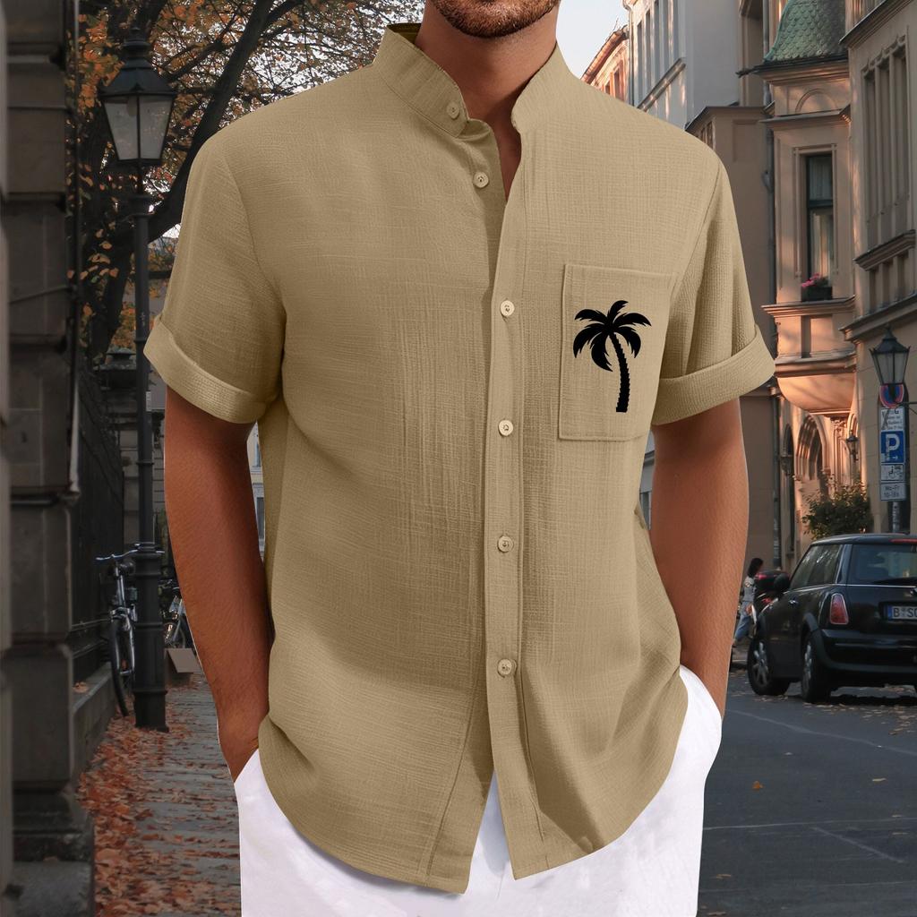 Men'S Casual Loose Short Sleeved Printed Shirt With Fashionable Top