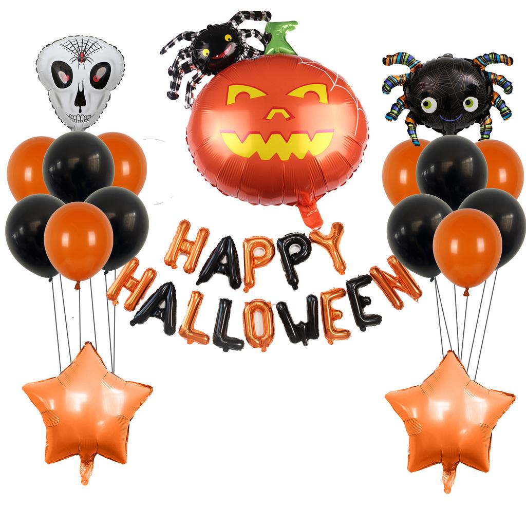 Набор моделирующих воздушных шаров из алюминиевой пленки на Хэллоуин, летучая мышь, паук, тыква, призрак, украшение для вечеринки