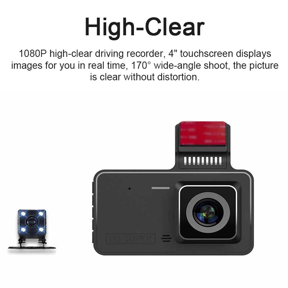 4Inch 1080P Car DVR Dash Camera Front Camera Wide Angle Auto Recording Driving Recorder With Parking Monitoring Dashcam