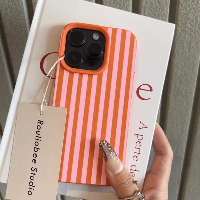 Яркий Минималистичный Чехол-Книжка в Полоску INS для Пары на iPhone 17 16 11 13 12 14 15 Pro Max XS X XR 7 8 Plus 16E 16 17 Pro