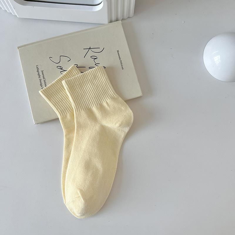 Женские спортивные носки из хлопка макаронных цветов - Дышащие, Влагоотводящие, Не скатывающиеся, Средней длины для весны и осени