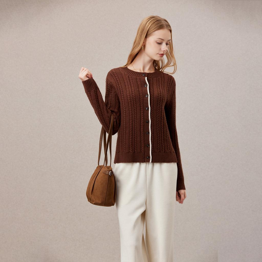 Barn Wind Intellectual Wool Cardigan - Women's 25 Year Winter Edition Knitted Thread Design Daily Commuter Knitted Sweater
