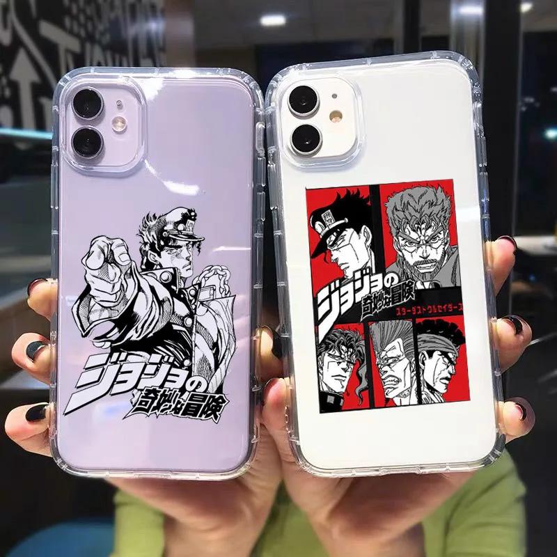 JAMULAR Чехол для телефона JoJo's Bizarre Adventure Прозрачный для iPhone 13 11 14 15 Pro 12 X XS MAX XR SE2 7 Plus Аниме Мягкий Чехол Coque