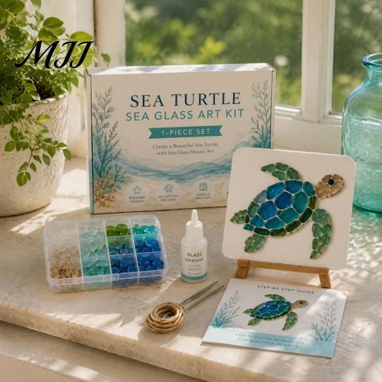 Садовые декоративные камни DIY Мозаика из морского стекла Набор для творчества, Искусство, вдохновленное океаном/пейзажем, Поделки для взрослых с цветными элементами, Набор