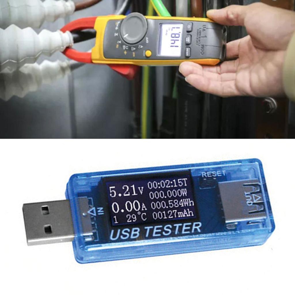 USB тестер ток напряжение емкость время мощность Вт температура дисплей USB вольтметр синий