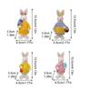4Pcs Easter Bunny Figurine Holding Flower Egg Knitted Sweater Rabbit Statue Spring Easter Holiday Party Decoration Ornament