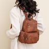 Convertible Casual Backpack for Women Retro Crossbody Shoulder Daypack Multiple Pockets PU Leather Travel Bag