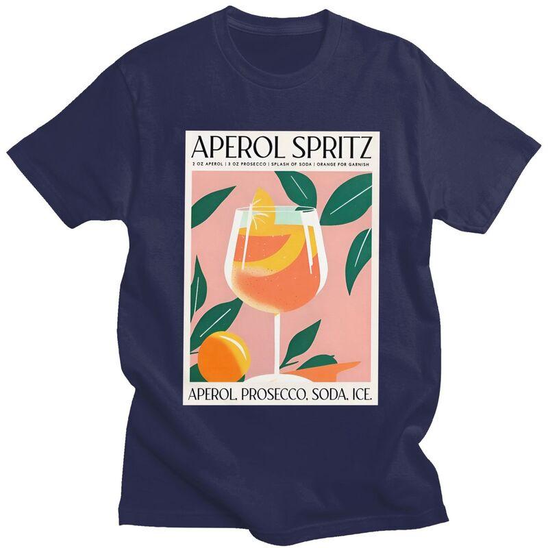 Мужская футболка с принтом 'Custom Vintage Cocktail Drink Orange Spritz Aperols', короткий рукав, повседневная, 100% хлопок, приталенная