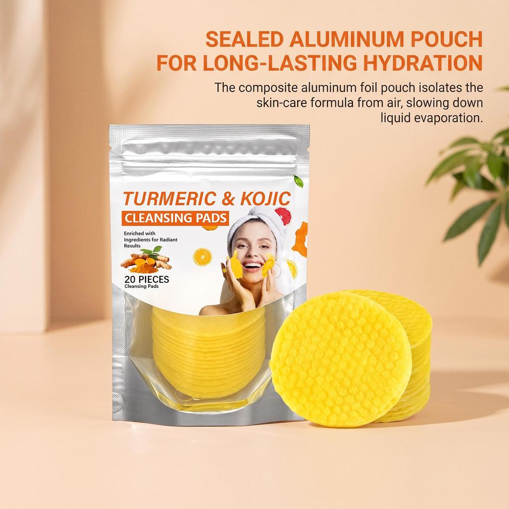 AMZ turmeric cleansing gasket wet wipe dual-use skin-friendly moisturizing refreshing facial cleansing products 20pcs