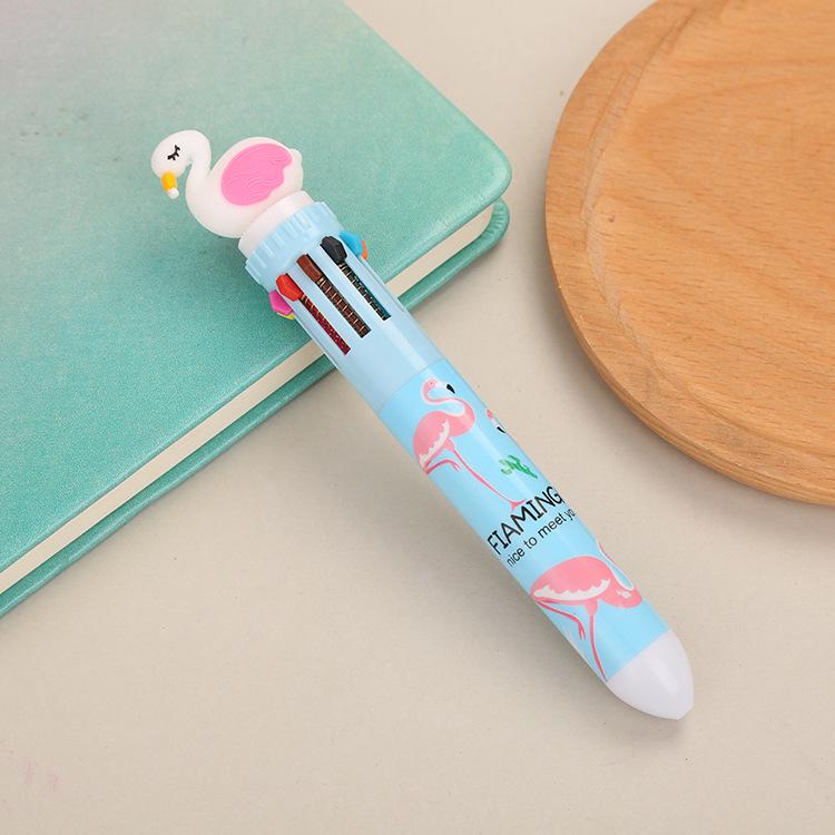 Cartoon Multi-Color Ballpoint Pen - 10 Colors for Cute Graffiti and Art, Ideal for Students
