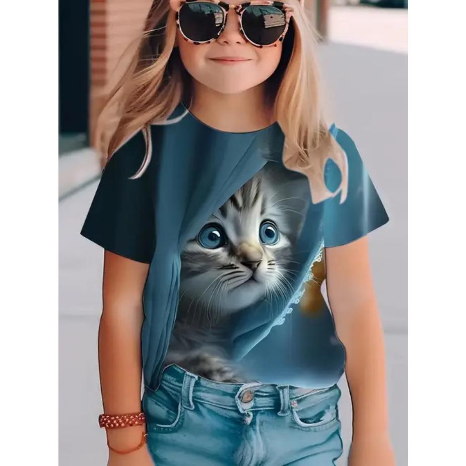 Детская футболка Модная и качественная детская женская футболка с коротким рукавом с рисунком совы