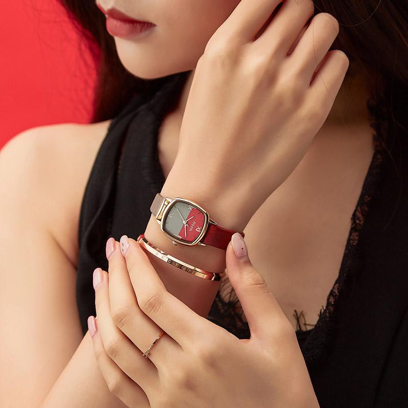 Julius Watch JA-1240 Square face double color face and strap New Design Women's Cute Tiny Watch Fancy Watch