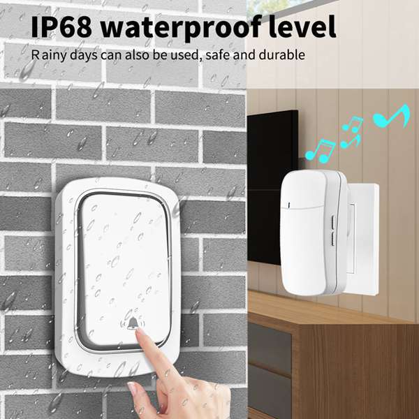 Wireless DoorBell QX-001 Ringer Self-powered Doorbell Home Waterproof With 38 Chimes Ring Bell 4-Volume Suitable for Home Office
