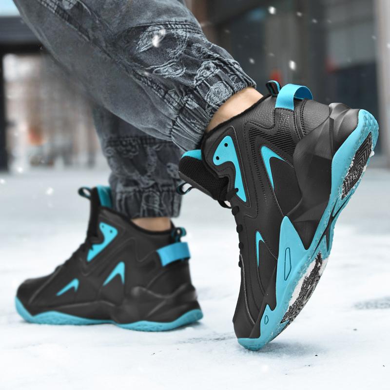 Мужские кожаные кроссовки с высоким верхом для баскетбола, осенне-зимние, нескользящие, для тренировок, спортивная обувь, повседневные, дышащие, теннисные туфли