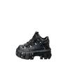 Men's Trendy Retro Spanish Leather Motorcycle Boots with Thick-Sole Platform and Metal Rivets.