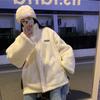 Womens White Fleece Sweatshirt Loose Fit Slimming Casual Winter Top