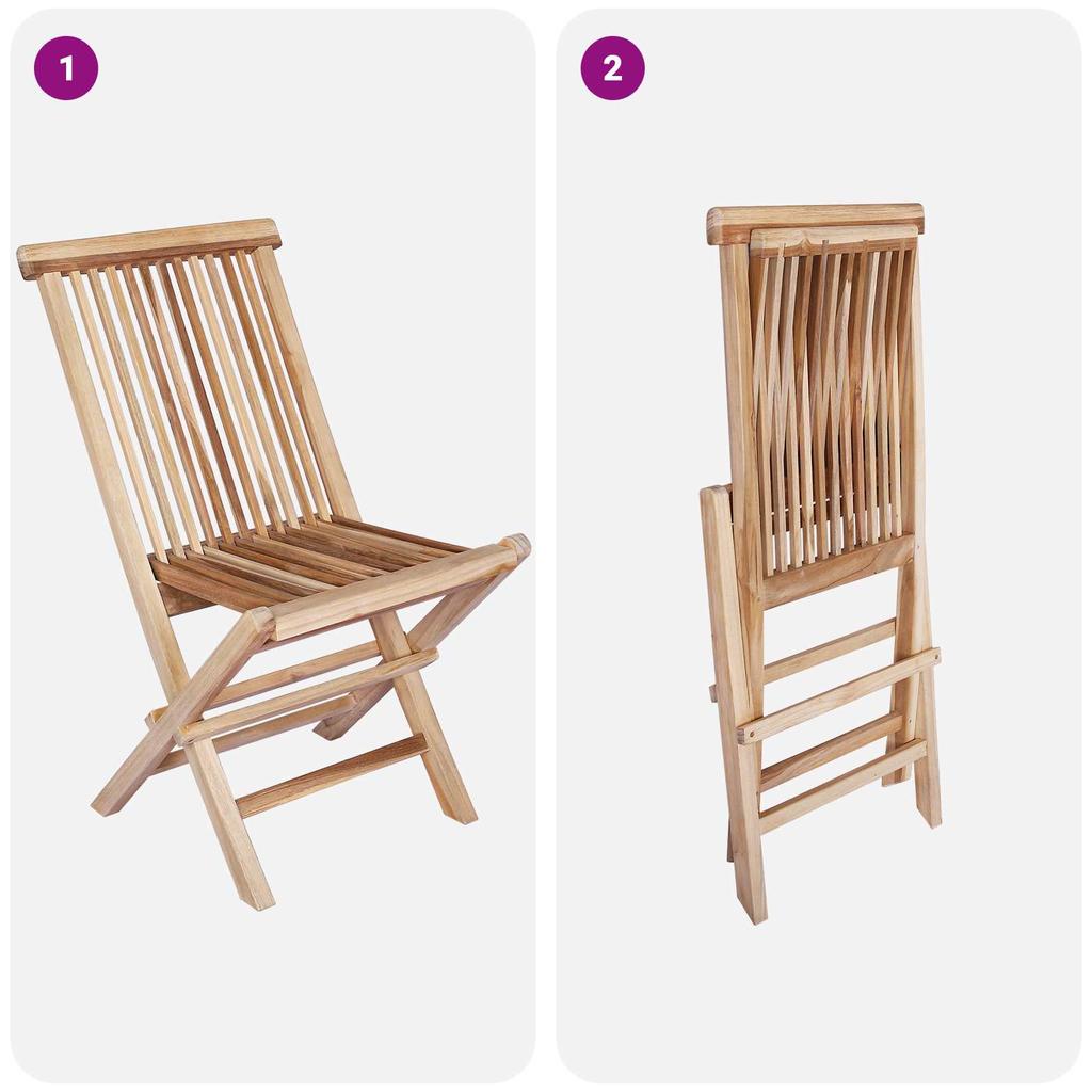 Folding Garden Chair 2 pcs Natural Solid Wood Teak