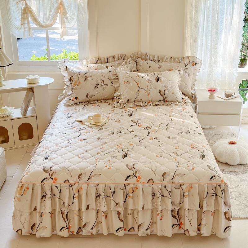 1 шт. Утолщенная Подзорная юбка для кровати в цветочном стиле Постельное белье Двухслойное кружевное покрывало для кровати Домашнее покрывало faldones de cama (Нет наволочки)