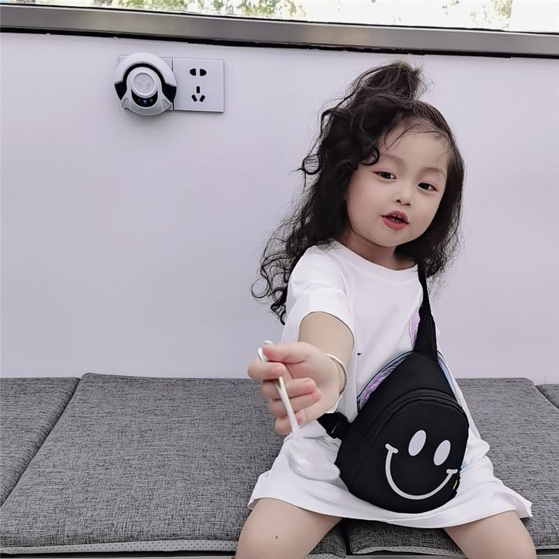 Японская свежая детская сумка-грудь с рисунком в виде смайлика в корейском стиле, симпатичная сумка-мессенджер для девочек, модная мини-сумка для мальчиков с диагональной перекладиной