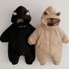 Winter Baby Thicken Warm  Korean Style Rompers Hooded Cartoon Cute Infants Cotton-padded Jumpsuits