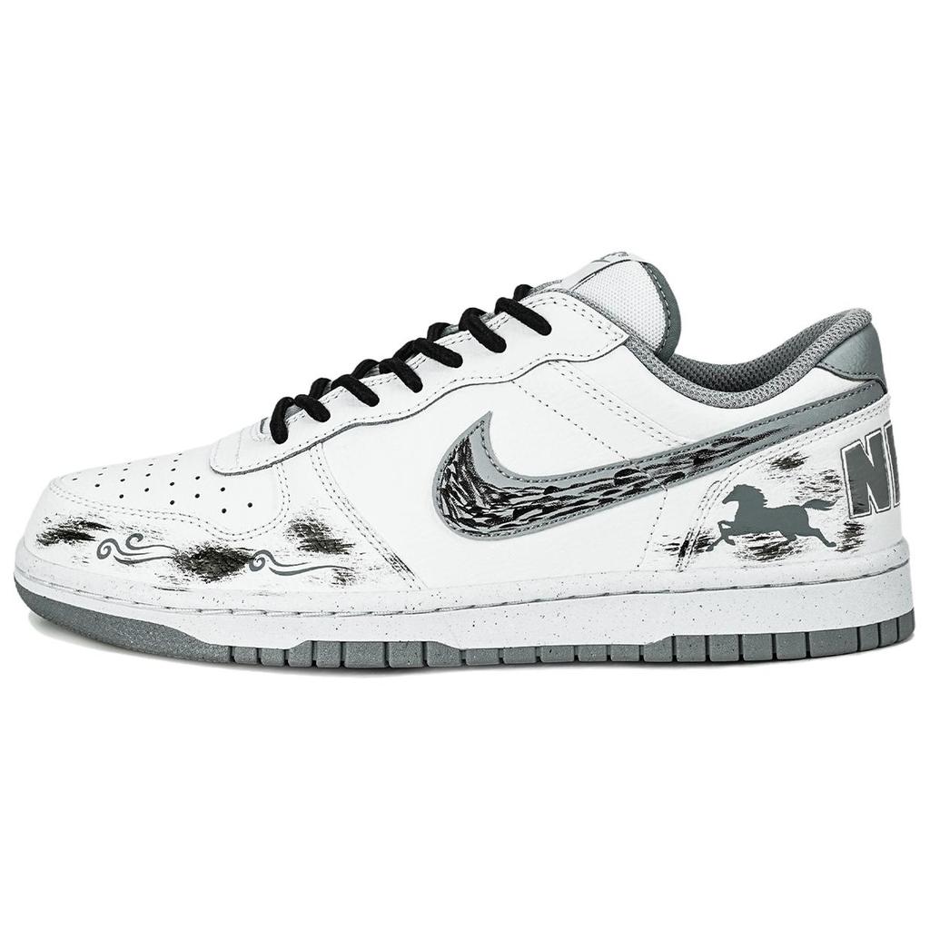 Nike Big Abrasion Resistant Breathable Low top Skateboard Shoes Men's White 355152-106(Team417-)