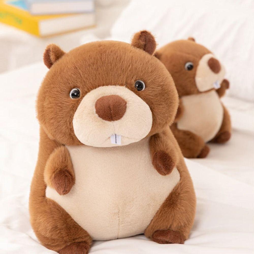 Simulation Stuffed Cartoon Groundhog Doll PP Cotton Chubby Marmot Stuffed Toy Decoration Gifts