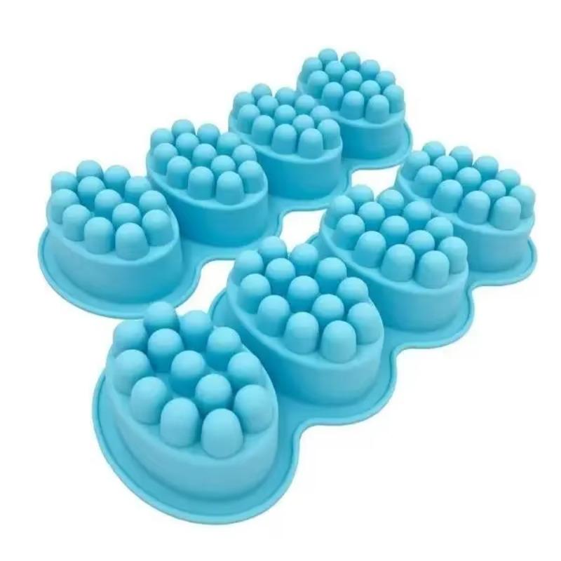 4 Hole Oval Massage Soap Silicone Mold DIY Multicavity Geometry Round Candle Resin Making Tool Cake Baking Mould Gift