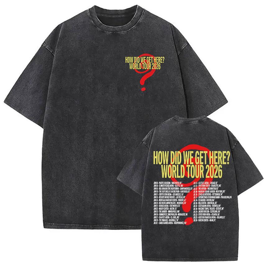Ретро выцветшие футболки с принтом Louis Tomlinson How Did I Get Here Tour Мужские Женские Повседневная Мода Оверсайз Футболка