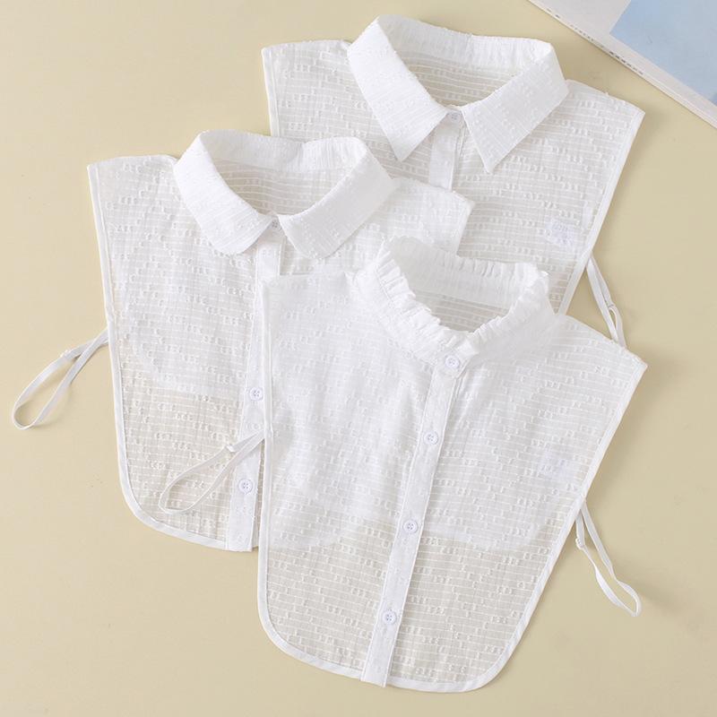 Fake Collar Women'S Pointed Neck Jacquard Round Neck Fungus Edge Lady'S Collar Shirt Stand-Up Collar Cotton White B507