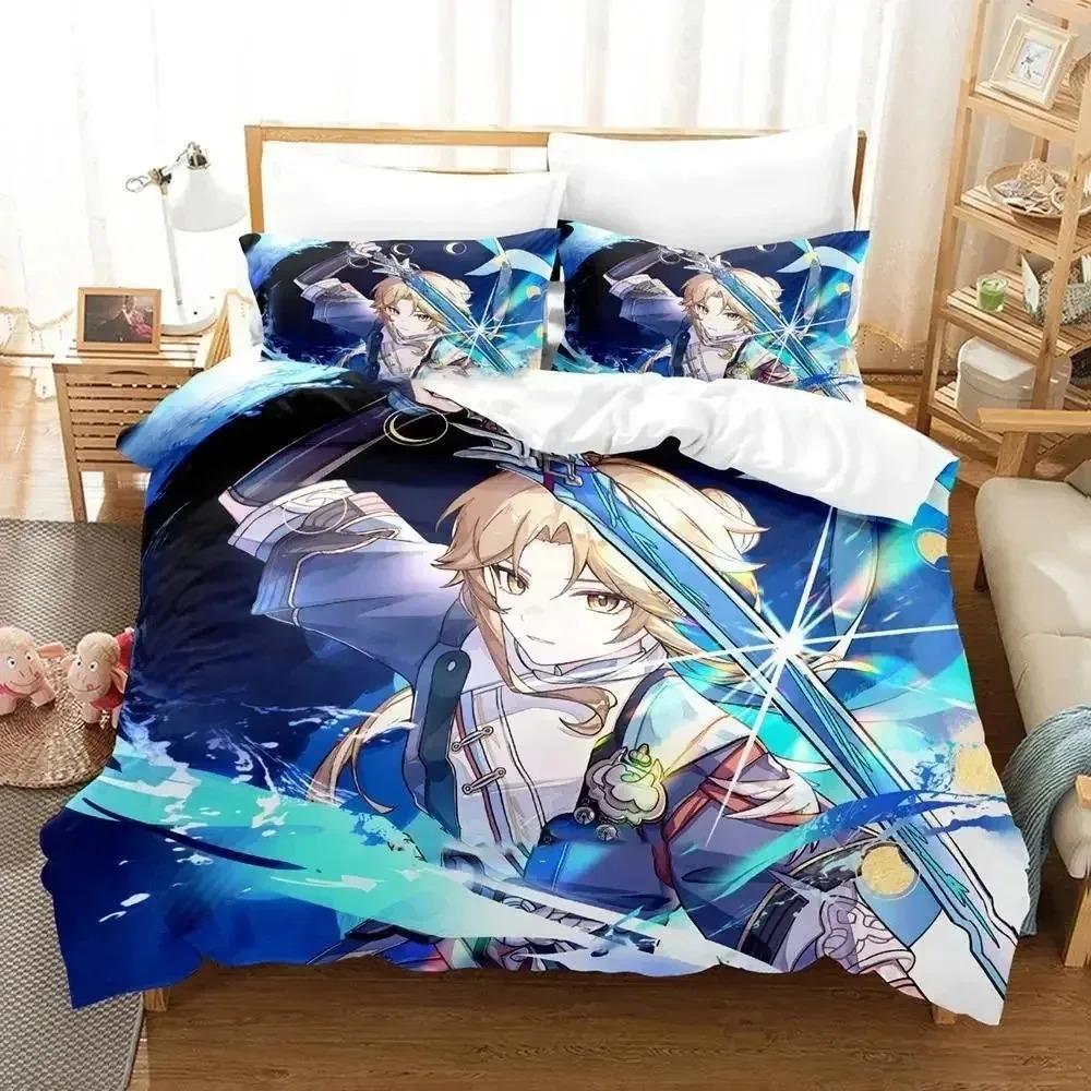 Anime Honkai Star Rail Bedding Set Duvet Cover Bed Set Quilt Cover Pillowcase Comforter King Queen Size Boys Adult Bedding Set