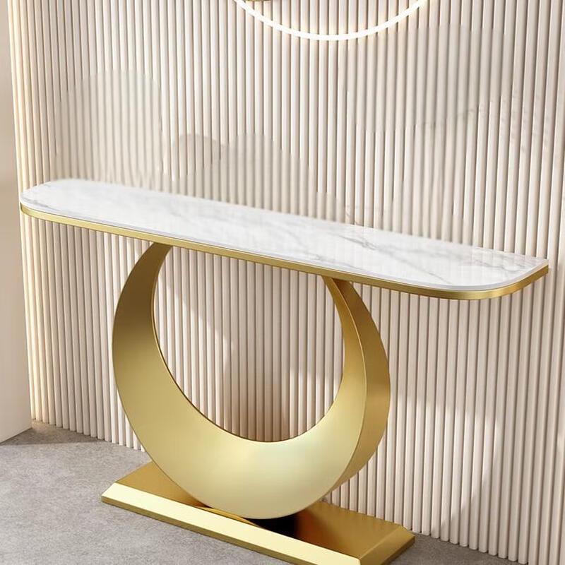 WEZHO Modern Minimalist Semi-circular Slate Console Table