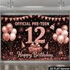 Двумерный Баннер-Фон С Розовым Золотом 12-й Счастливый День Рождения Официальный Фон Для Фотографирования Подростков