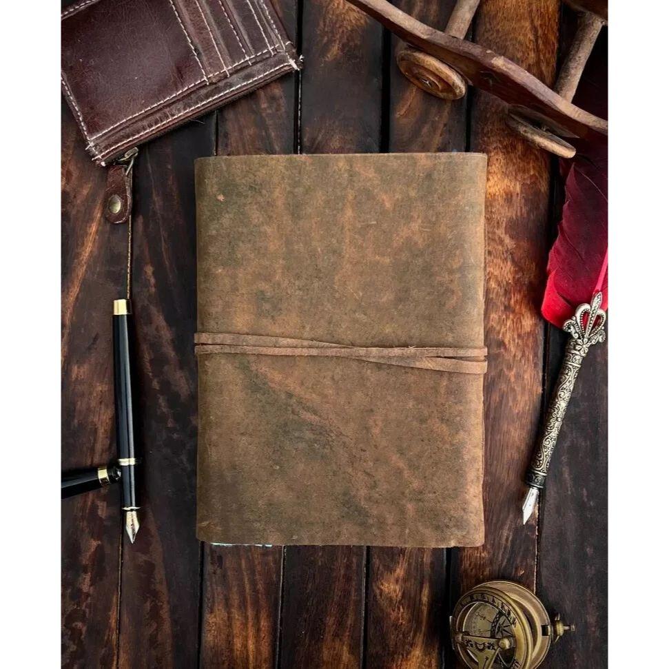 Антикварный кожаный альбом для вырезок, винтажный журнал, дневник для путешествий, писания