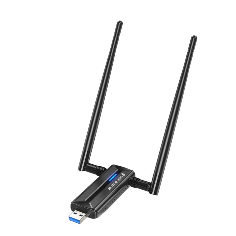 AX3000M USB WiFi 6E Adapter 6GHz/5GHz/2.4GHz For PC Desktop Laptop,Wireless Networking Dongle With 5dBi Antennas