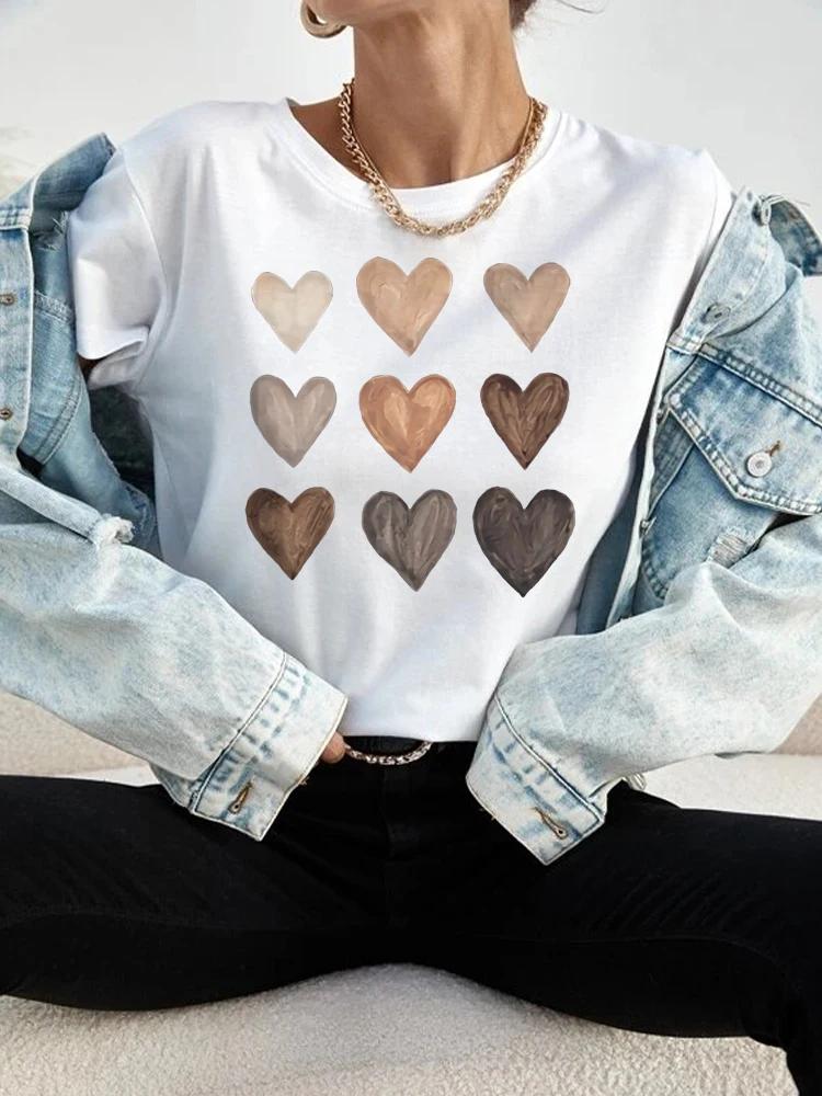 Heart Print Unisex Tshirts Casual Harajuku Love Printed Tops Tee Summer Female T Shirt Short Sleeve T Shirt For Unisex Clothing