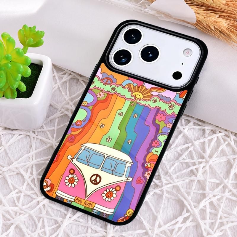 Hippie Art Phone Case for iPhone 17 Air 16 15 11 12 14 13 Pro Max Shockproof Cover