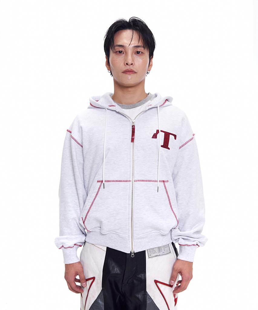 T.B.O.S Cut-Off Zip-Up Hoodie Light Grey