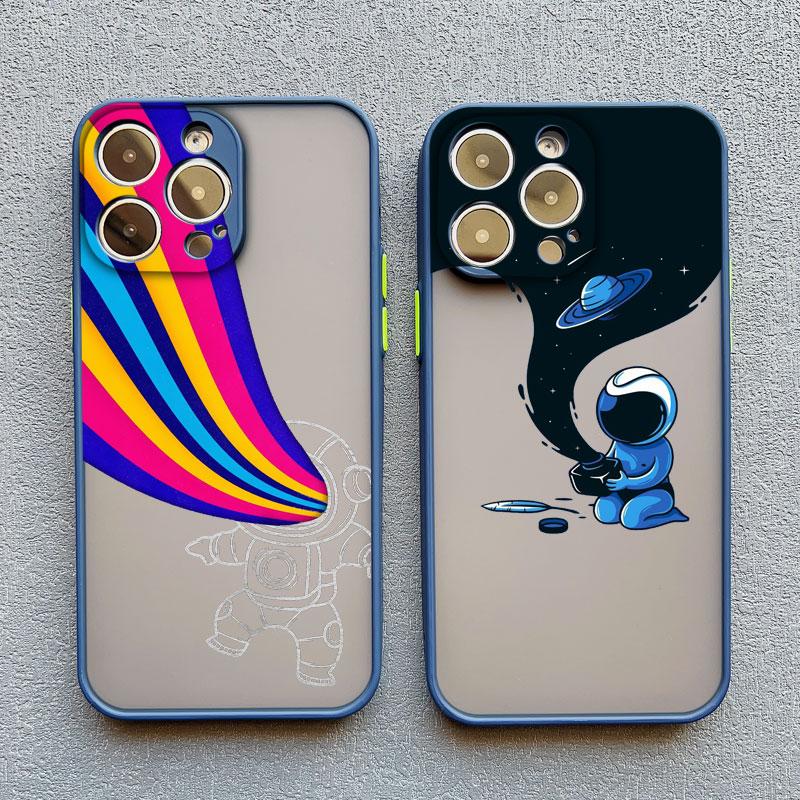 Cute Spaceman Cartoon Spacecraft Phone Case For iPhone 13 11 Pro Max Mini 15 14 12 Pro Max XS XR XS Shockproof Back Cover Bumper
