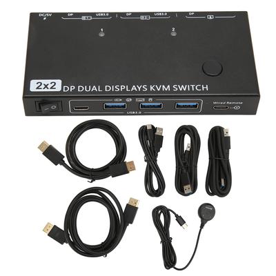 DisplayPort KVM-переключатель 2 входа 2 выхода 8K 30 Гц 4 USB 3.0 HDCP 2.3 двойной монитор KVM-переключатель для офиса