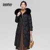 Xue Zhong Fei Women's Long Fox Fur Hooded Down Jacket