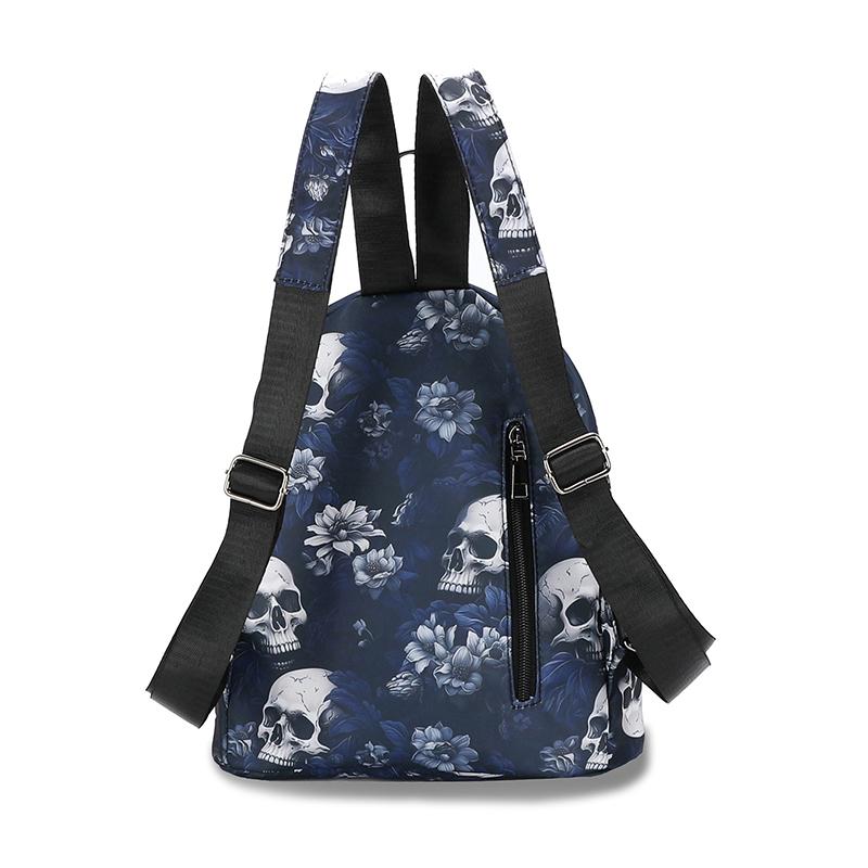 Ghost Skull Print Backpack Computer Laptop Shoulder Bag Halloween Oxford School Bag for Women GirlsTravel Daypack KTY